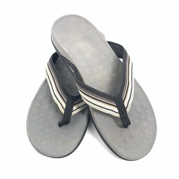Vionic Orthoheel Orthopedic Comfort Thong Sandals 7 Womens Gray Black Slip On - Picture 1 of 7